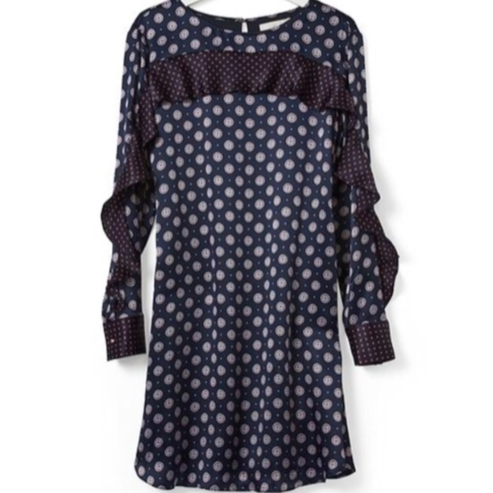 Banana Republic Foulard Silk Ruffle Dress